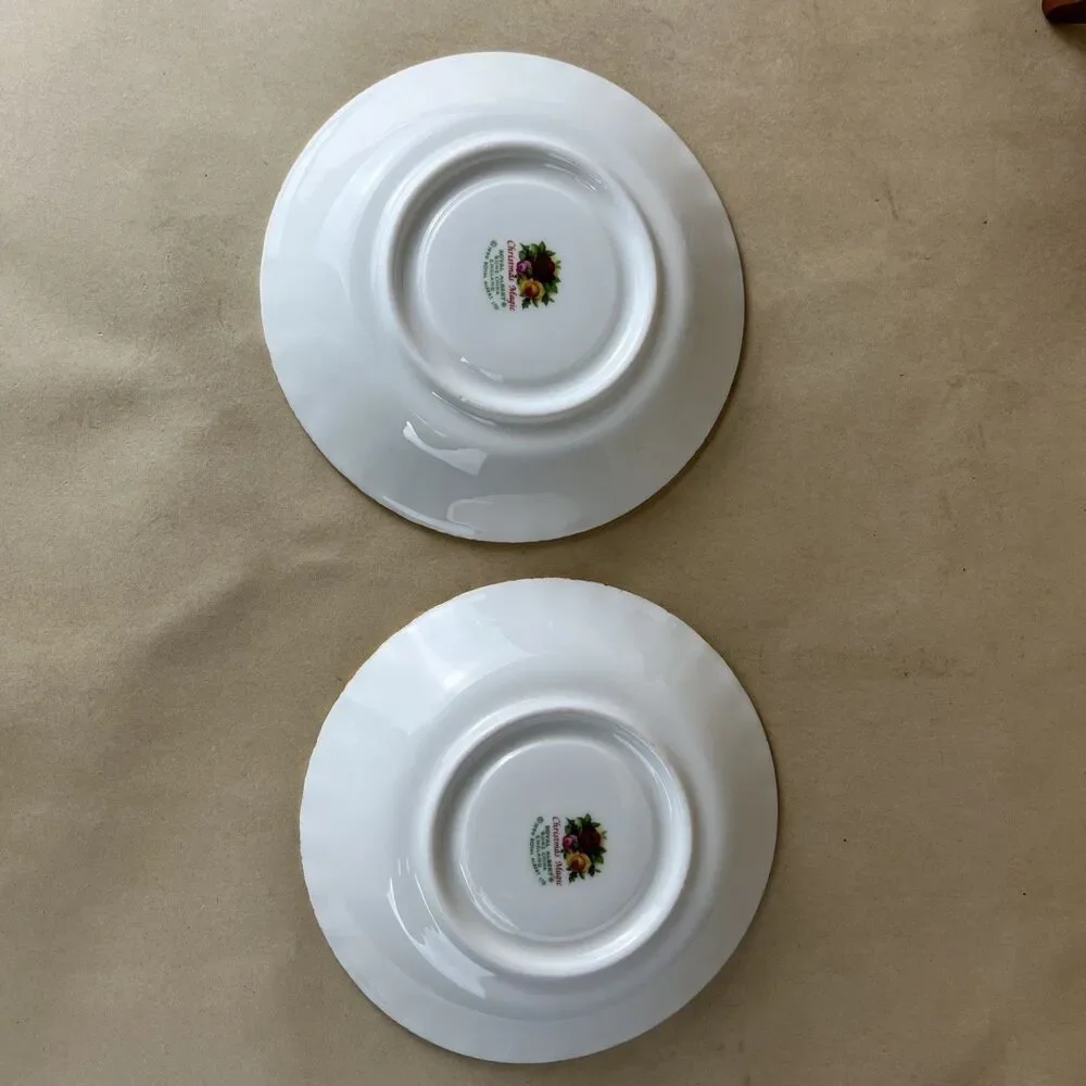 2 Royal Albert Christmas Magic Replacement Saucer 5.5” Bone‎ China 1990 EUC